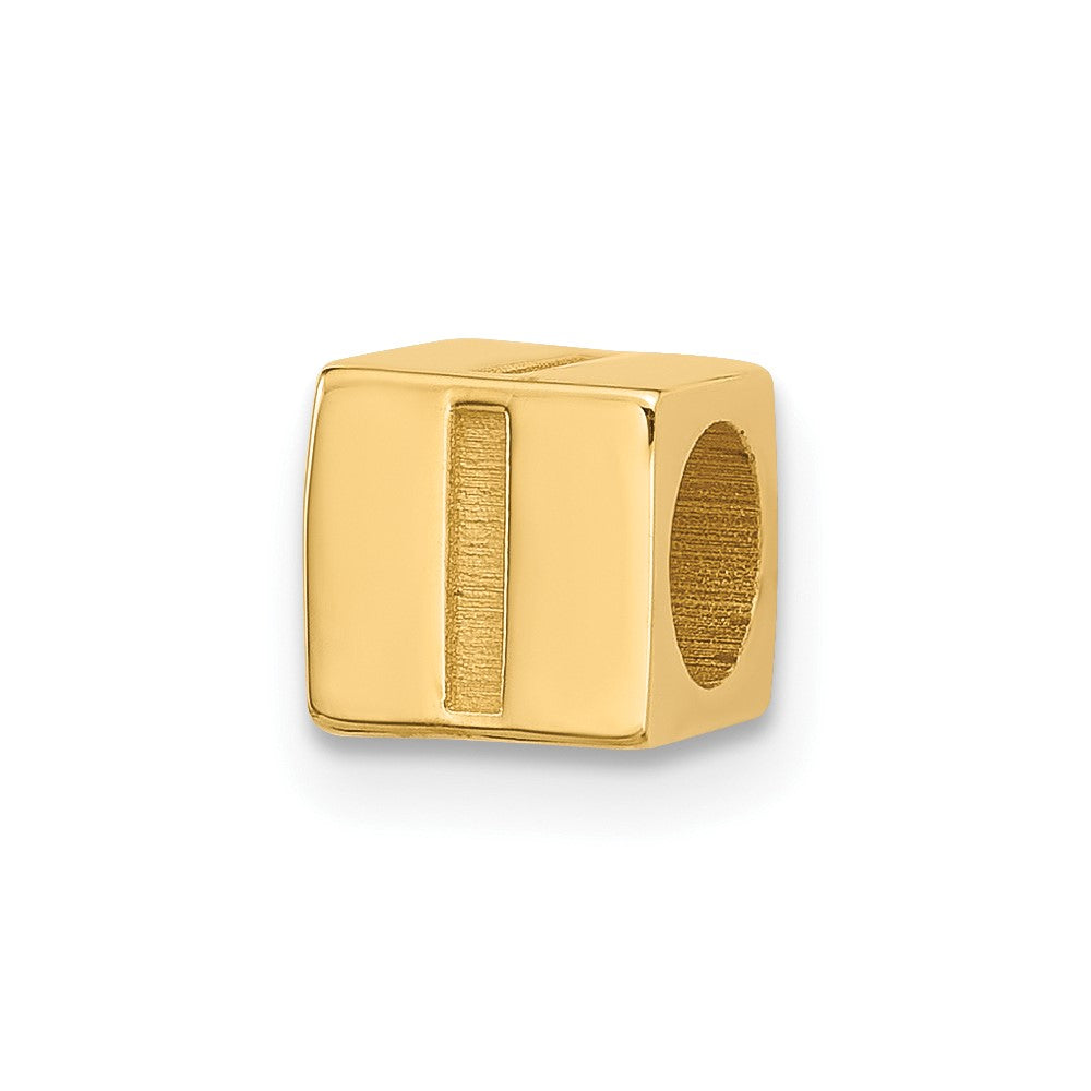 14K Yellow Gold Alphabet Bead Letter I