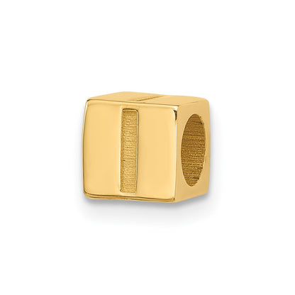 14K Yellow Gold Alphabet Bead Letter I