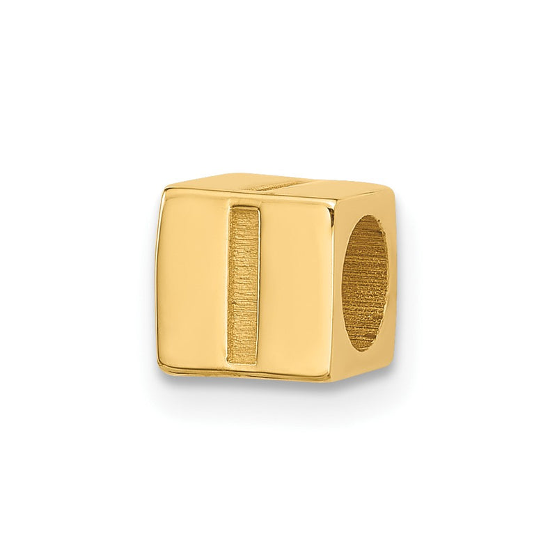 14K Yellow Gold Alphabet Bead Letter I