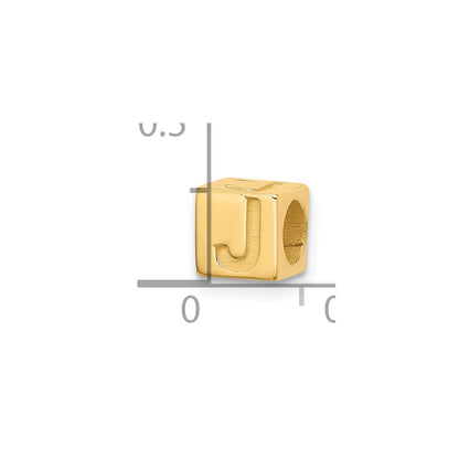 14K Yellow Gold Alphabet Bead Letter J