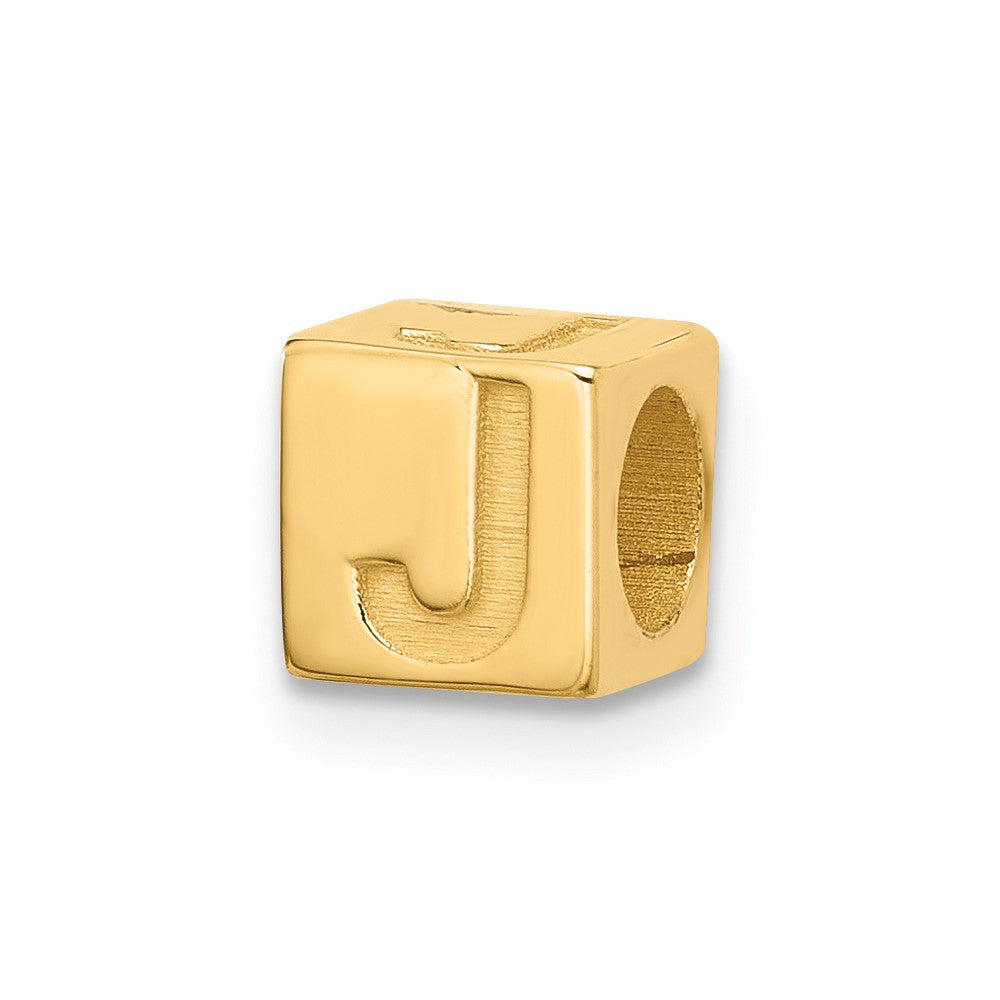14K Yellow Gold Alphabet Bead Letter J