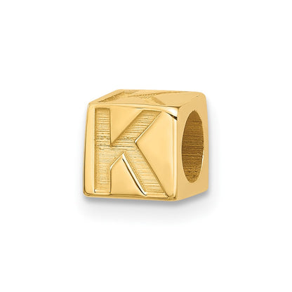 14K Yellow Gold Alphabet Bead Letter K