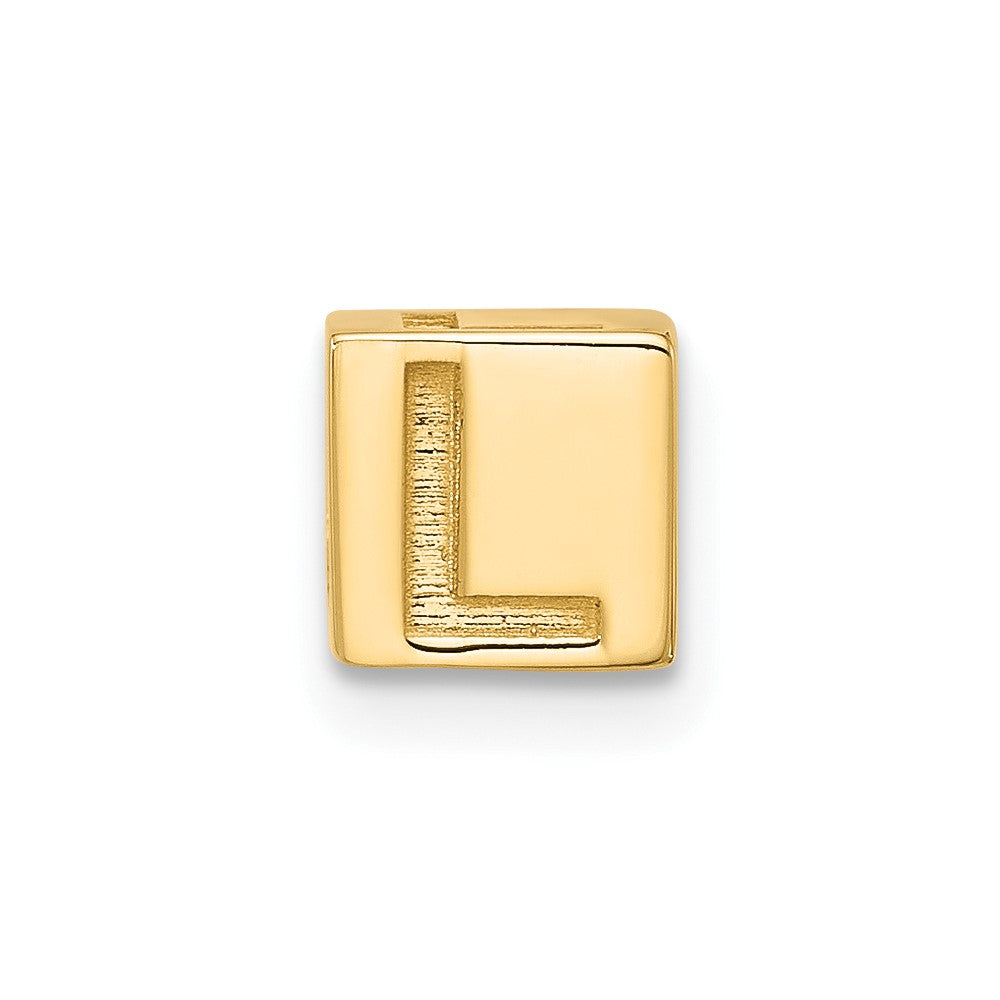 14K Yellow Gold Alphabet Bead Letter L