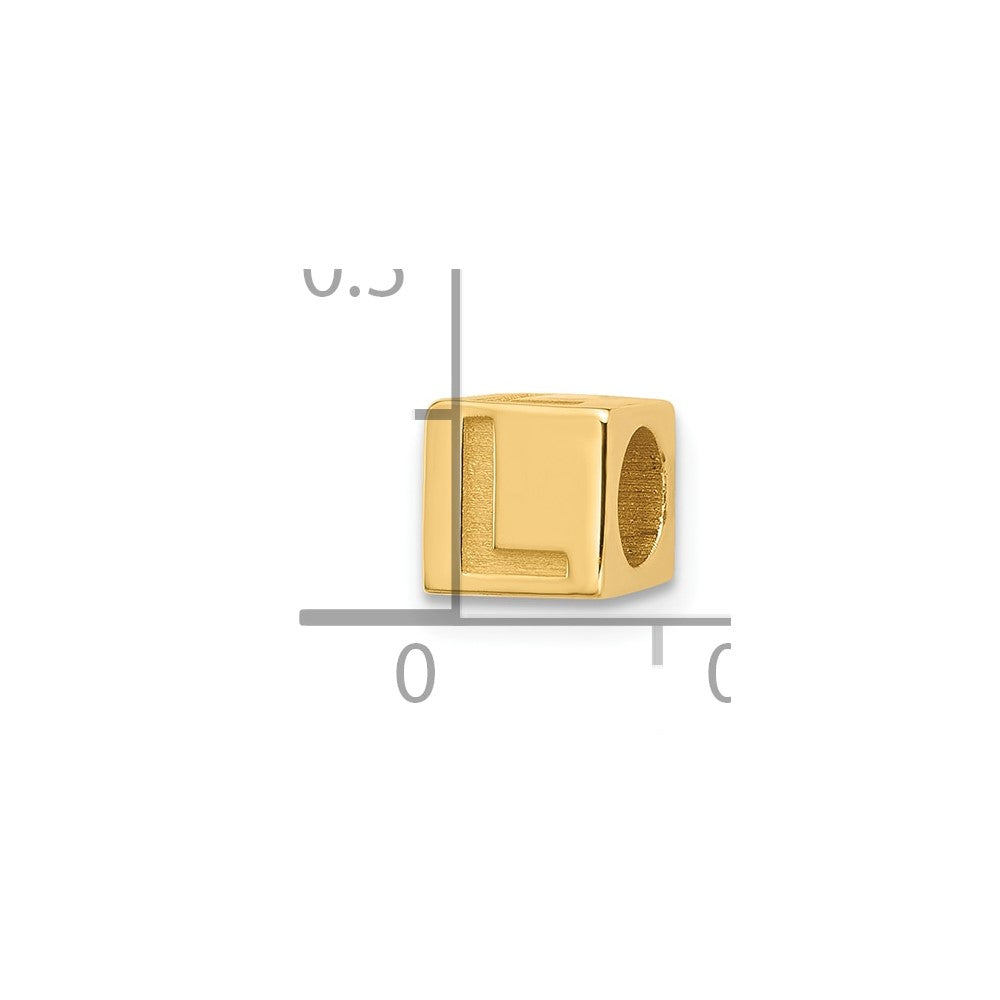14K Yellow Gold Alphabet Bead Letter L