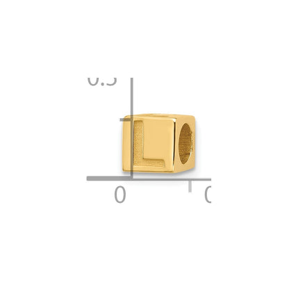 14K Yellow Gold Alphabet Bead Letter L