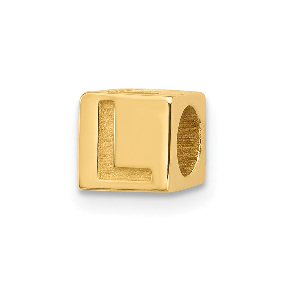14K Yellow Gold Alphabet Bead Letter L