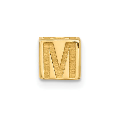 14K Yellow Gold Alphabet Bead Letter M