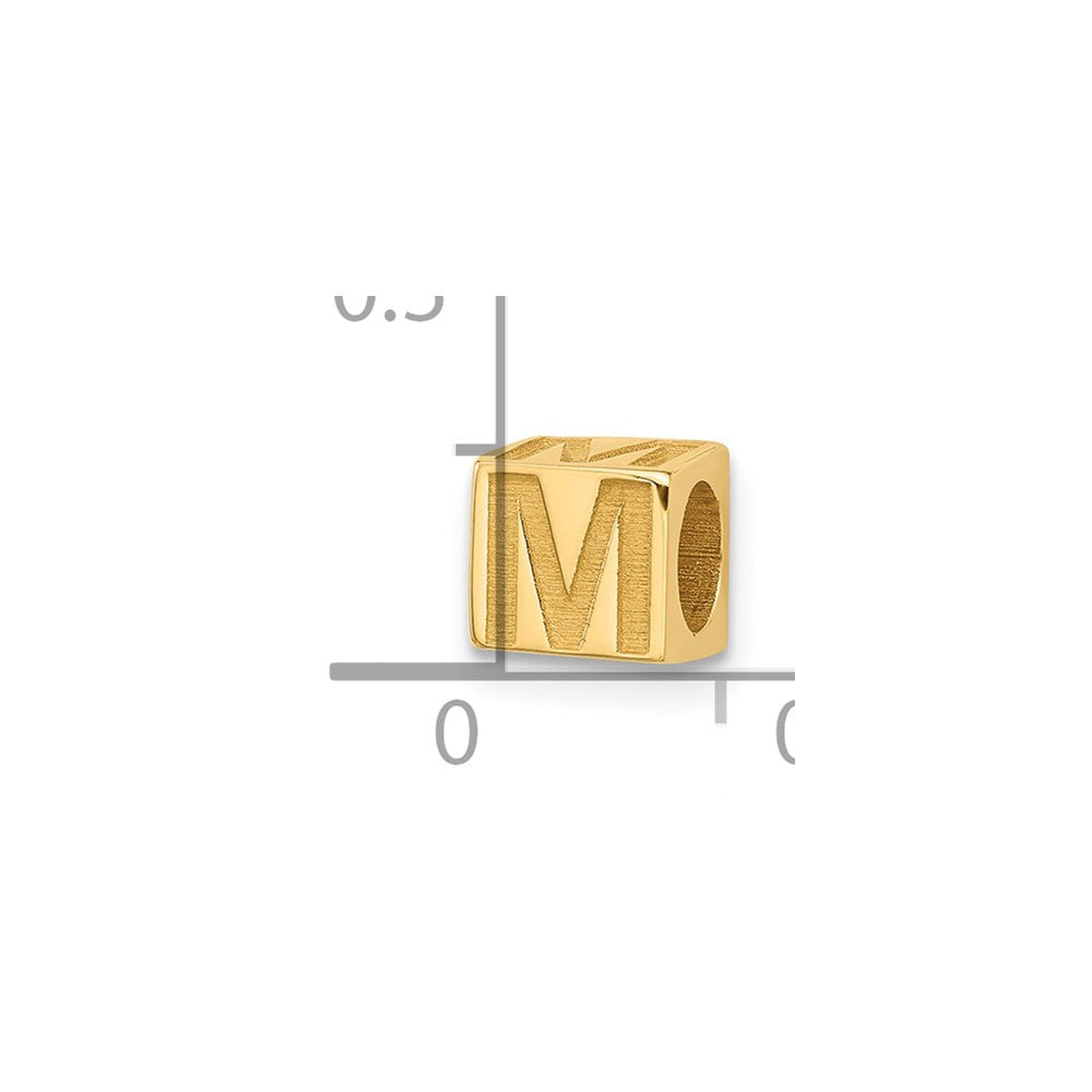14K Yellow Gold Alphabet Bead Letter M