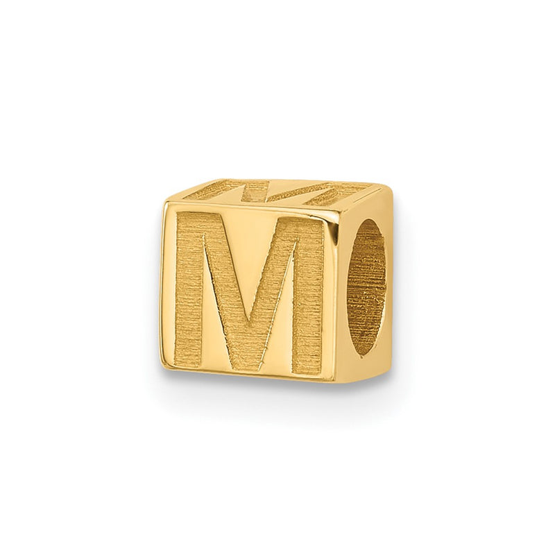 14K Yellow Gold Alphabet Bead Letter M