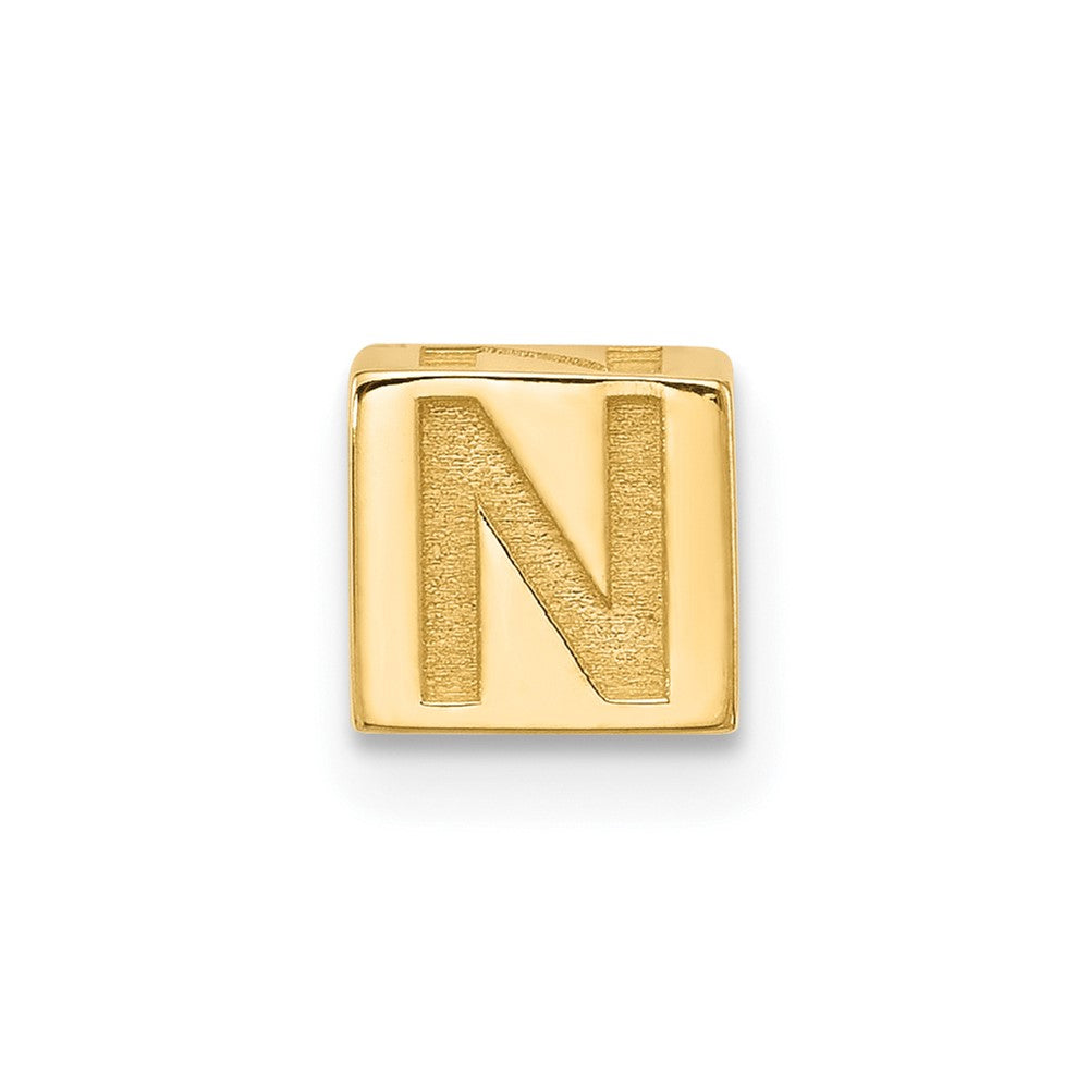 14K Yellow Gold Alphabet Bead Letter N