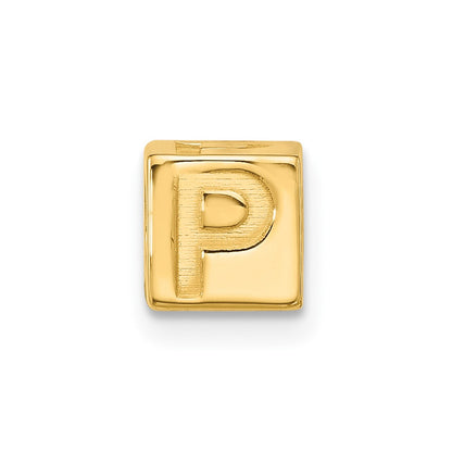14K Yellow Gold Alphabet Bead Letter P