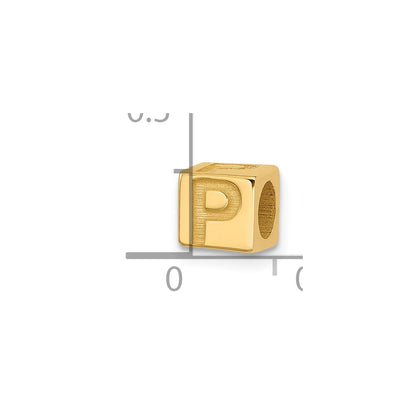 14K Yellow Gold Alphabet Bead Letter P
