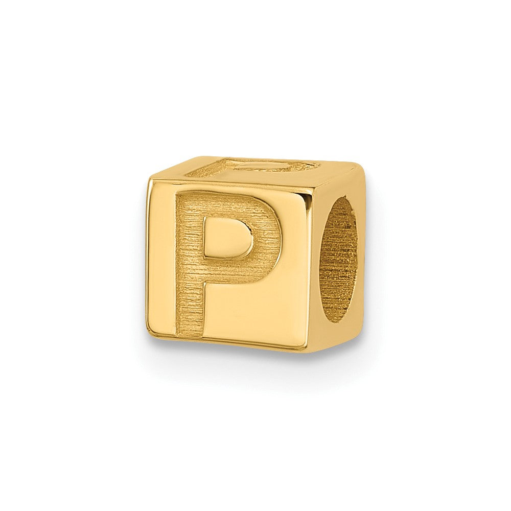 14K Yellow Gold Alphabet Bead Letter P