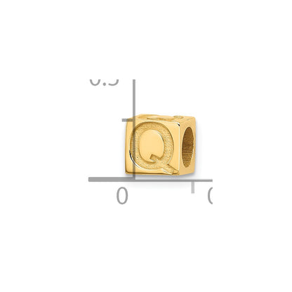 14K Yellow Gold Alphabet Bead Letter Q