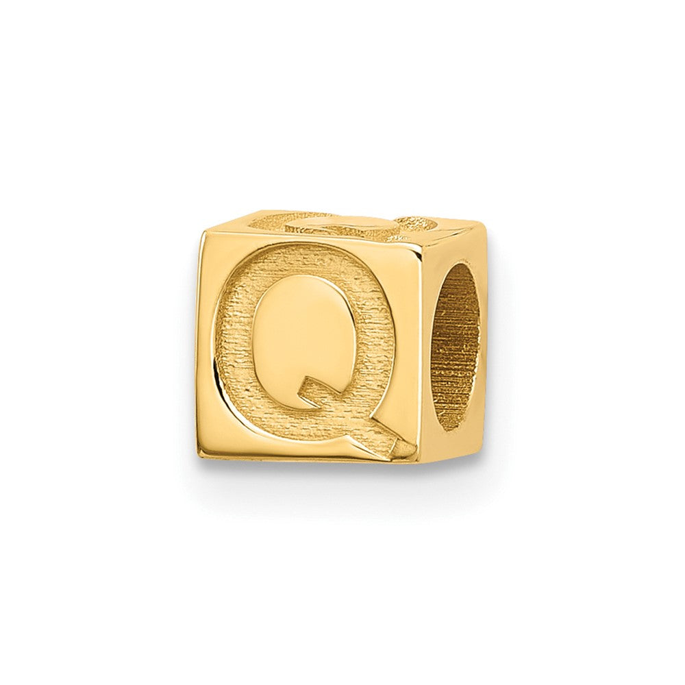 14K Yellow Gold Alphabet Bead Letter Q