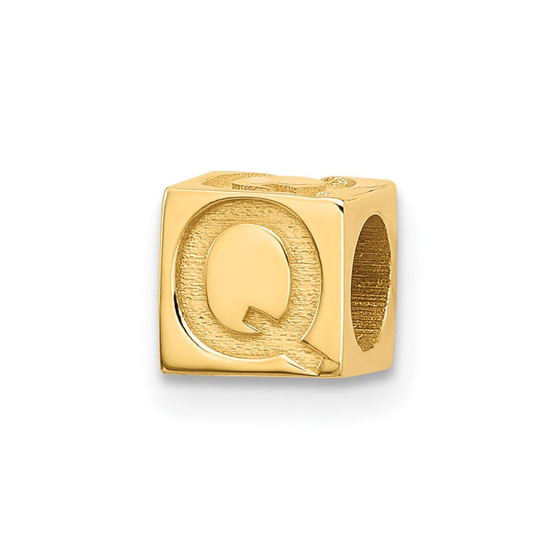 14K Yellow Gold Alphabet Bead Letter Q