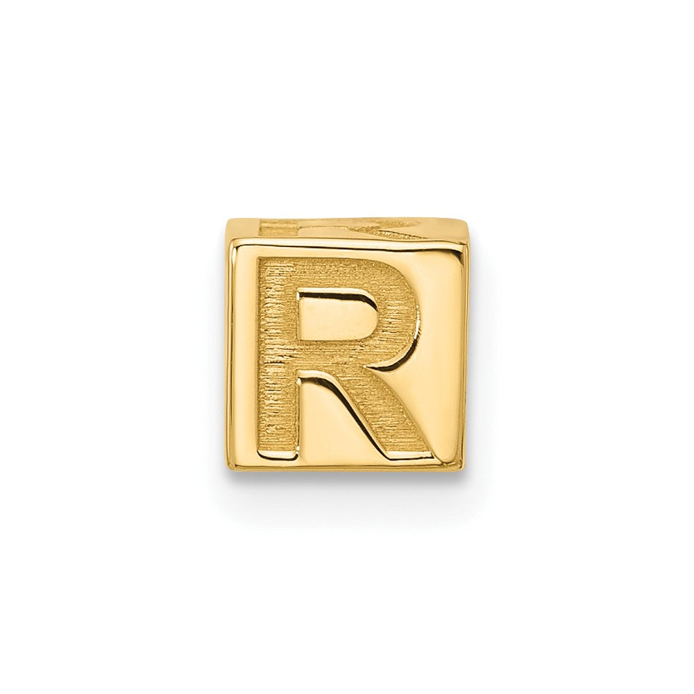 14K Yellow Gold Alphabet Bead Letter R
