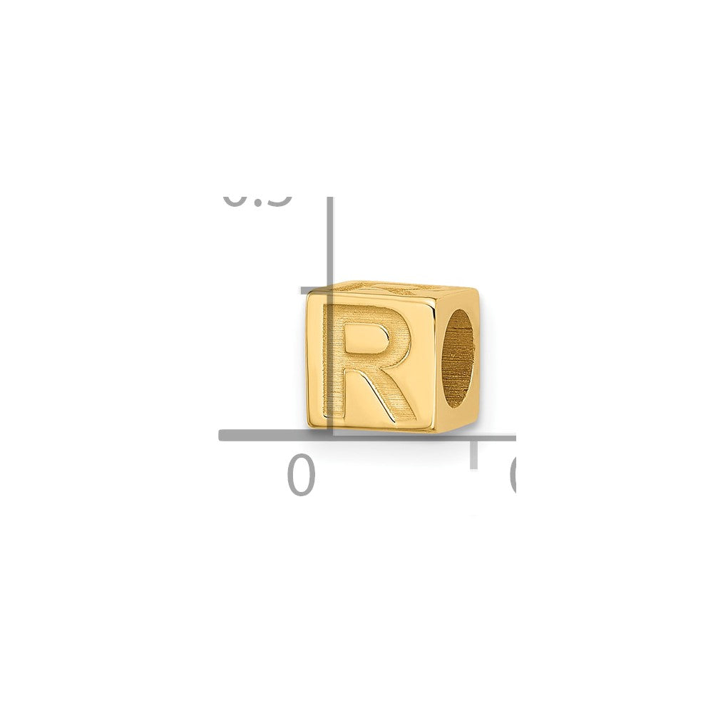 14K Yellow Gold Alphabet Bead Letter R