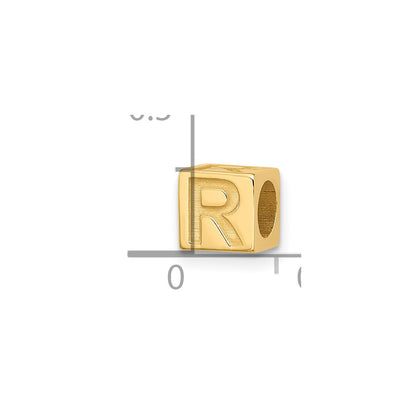 14K Yellow Gold Alphabet Bead Letter R