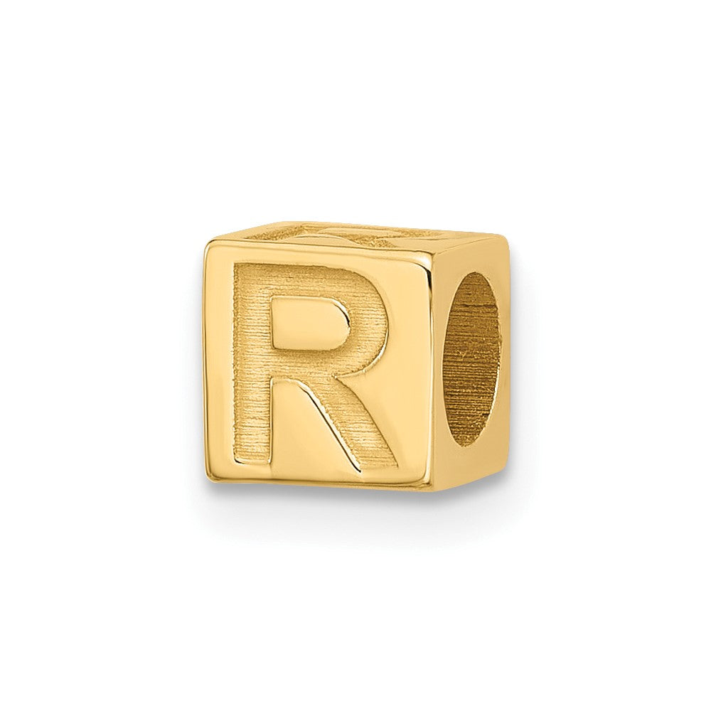 14K Yellow Gold Alphabet Bead Letter R