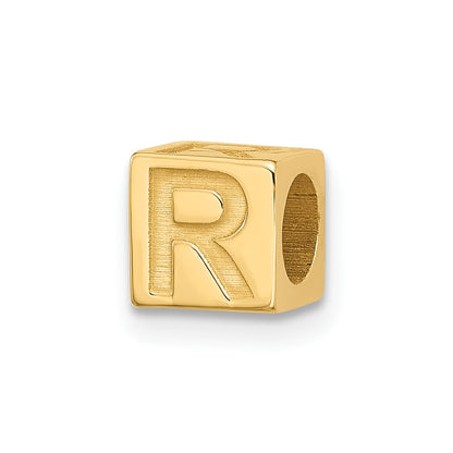14K Yellow Gold Alphabet Bead Letter R