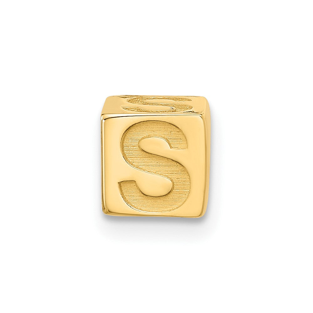 14K Yellow Gold Alphabet Bead Letter S