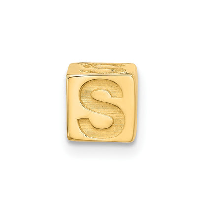 14K Yellow Gold Alphabet Bead Letter S