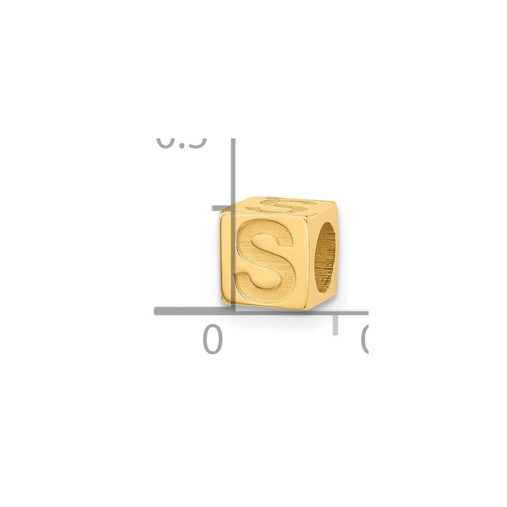 14K Yellow Gold Alphabet Bead Letter S