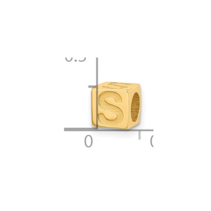 14K Yellow Gold Alphabet Bead Letter S