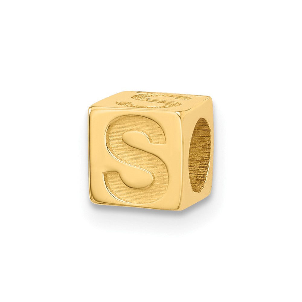 14K Yellow Gold Alphabet Bead Letter S
