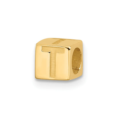 14K Yellow Gold Alphabet Bead Letter T
