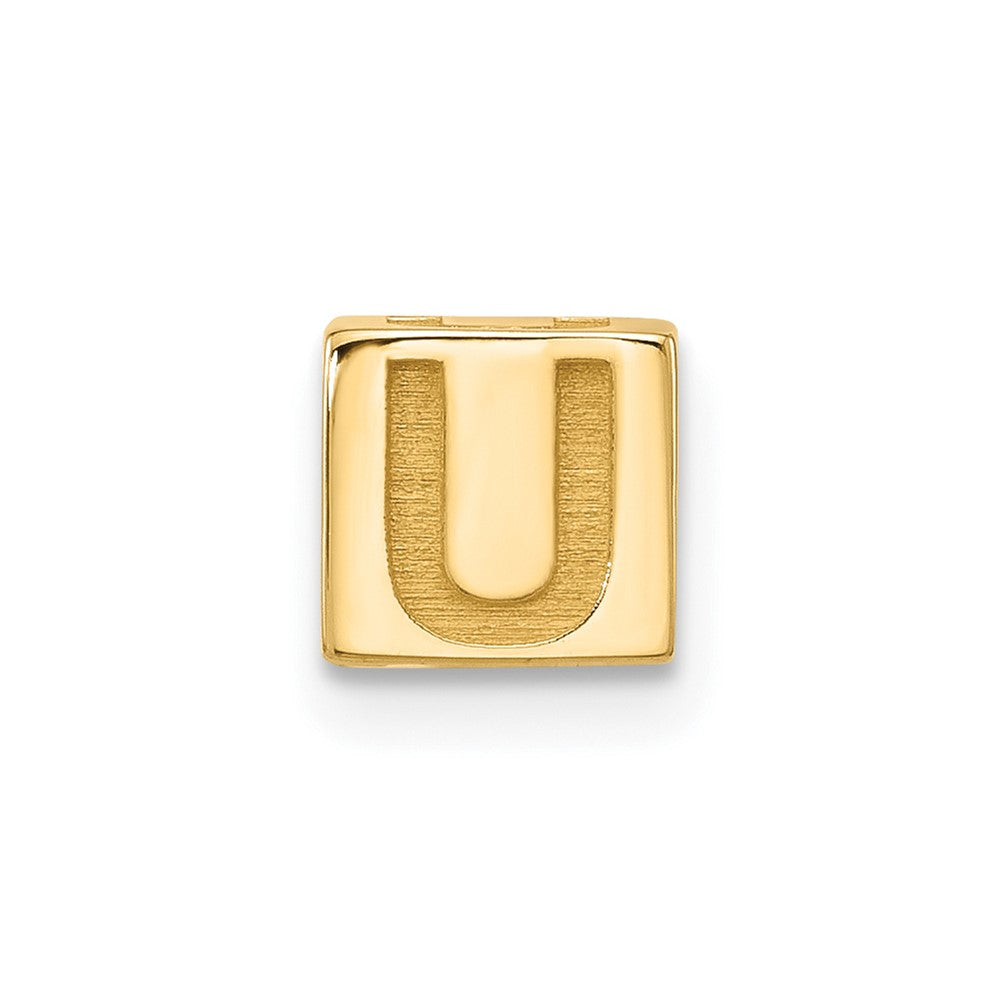 14K Yellow Gold Alphabet Bead Letter U