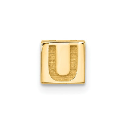 14K Yellow Gold Alphabet Bead Letter U