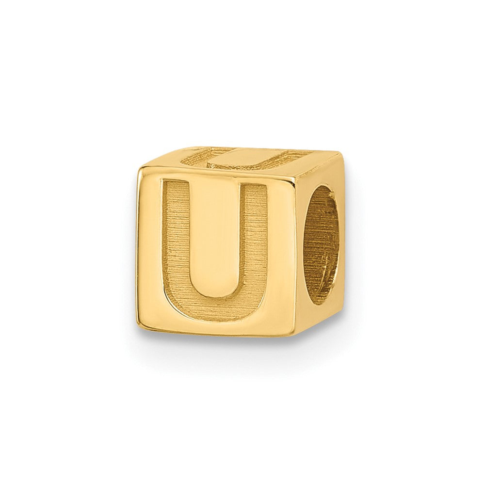 14K Yellow Gold Alphabet Bead Letter U