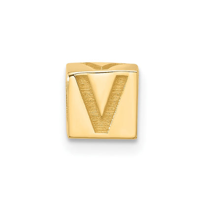 14K Yellow Gold Alphabet Bead Letter V