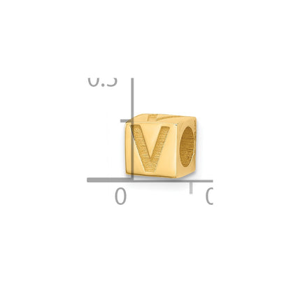 14K Yellow Gold Alphabet Bead Letter V