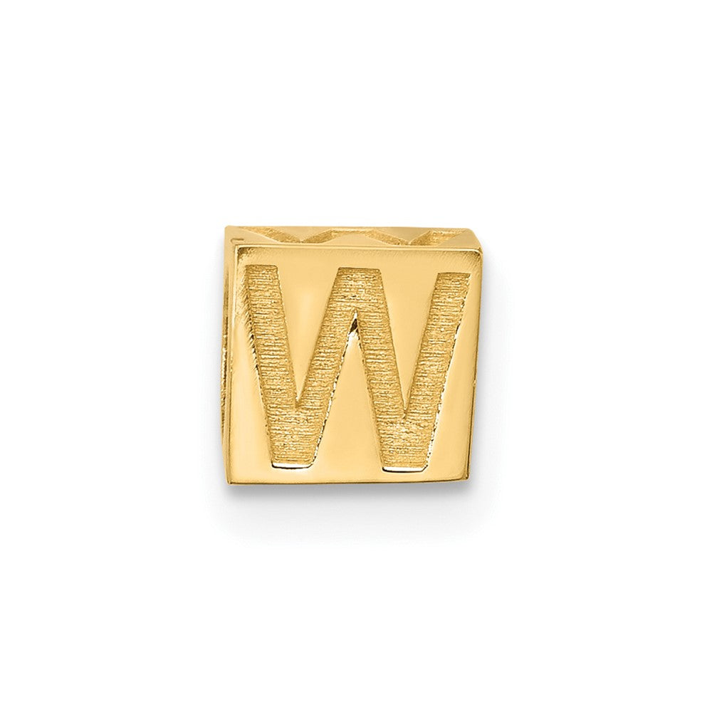 14K Yellow Gold Alphabet Bead Letter W