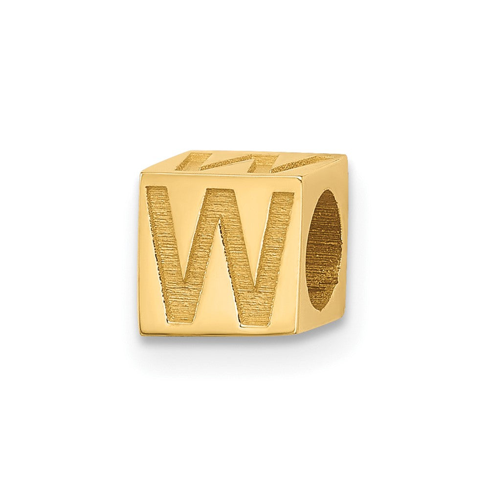 14K Yellow Gold Alphabet Bead Letter W