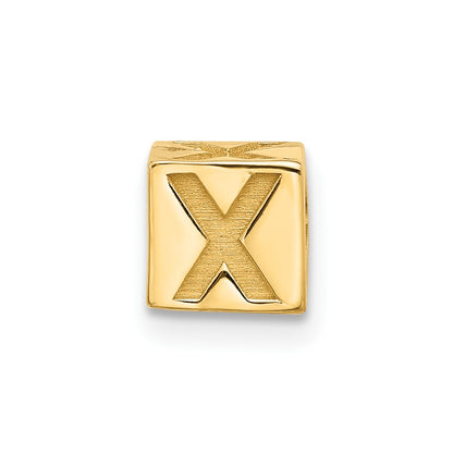 14K Yellow Gold Alphabet Bead Letter X