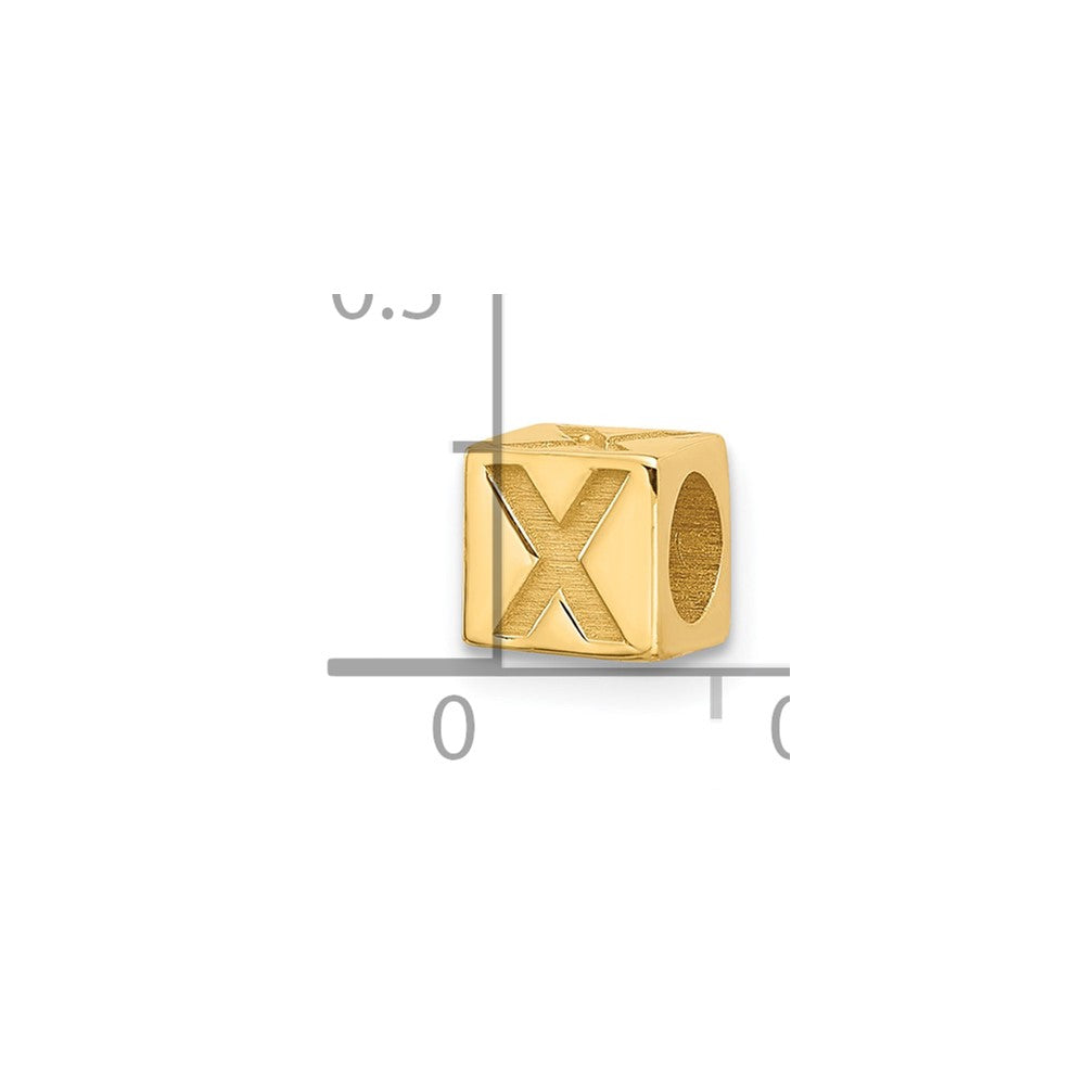 14K Yellow Gold Alphabet Bead Letter X
