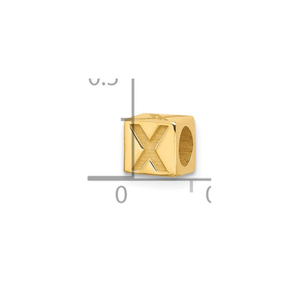 14K Yellow Gold Alphabet Bead Letter X