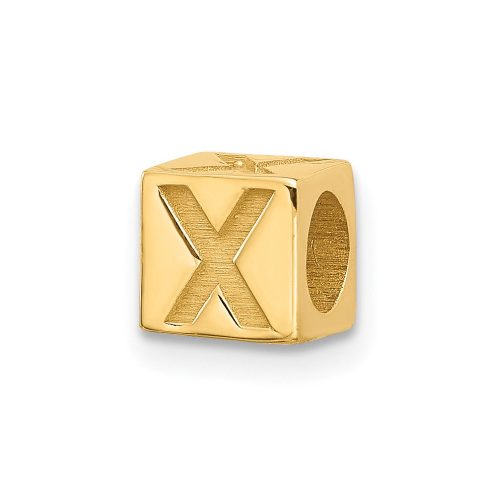 14K Yellow Gold Alphabet Bead Letter X