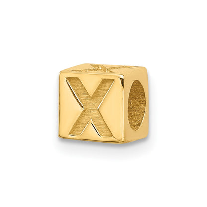 14K Yellow Gold Alphabet Bead Letter X