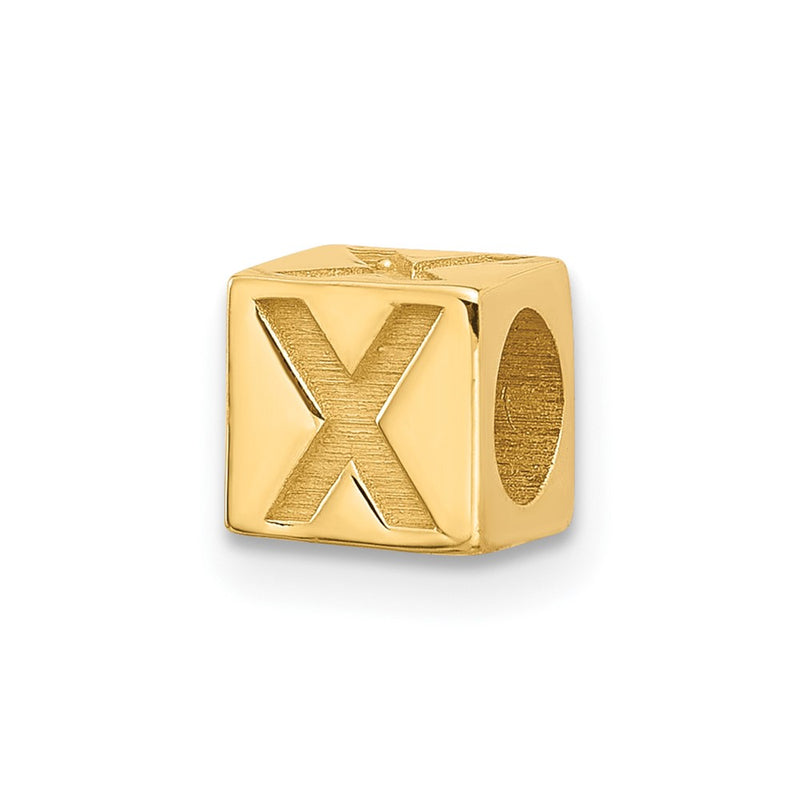 14K Yellow Gold Alphabet Bead Letter X