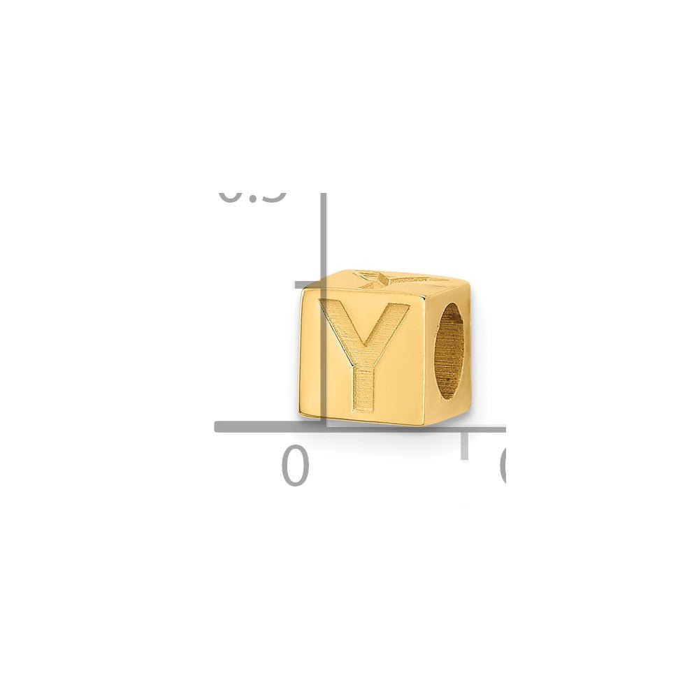 14K Yellow Gold Alphabet Bead Letter Y