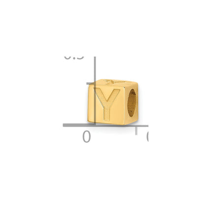 14K Yellow Gold Alphabet Bead Letter Y