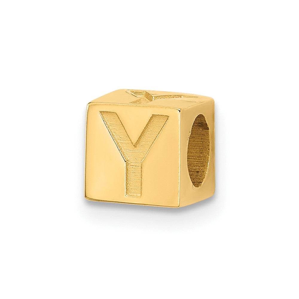 14K Yellow Gold Alphabet Bead Letter Y