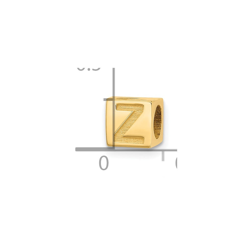 14K Yellow Gold Alphabet Bead Letter Z