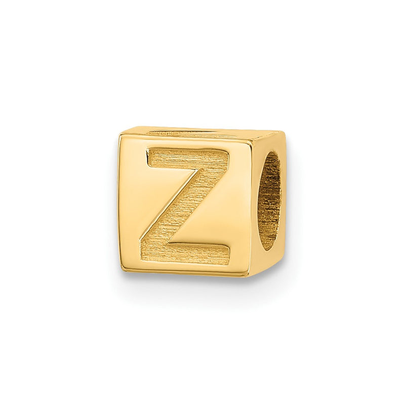 14K Yellow Gold Alphabet Bead Letter Z