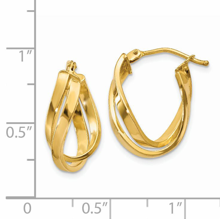 14K Yellow Gold Twisted Hoop Earrings